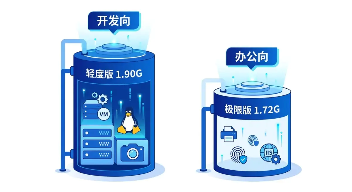 小修 Win11 26H1 稳定极限版 1.72G 下载(28000.2525)插图(2) - 拾光网 - 一站式设计资源网 小修 Windows 11 26H1 28000.2525 稳定极限版系统,1.72G 极致轻量办公 (轻度 vs 极限双版本)