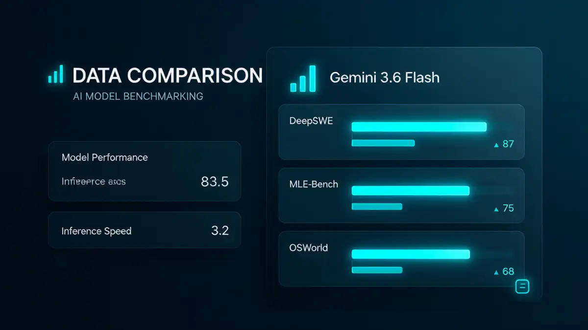 Gemini 3.6 Flash 基准测试对比图：DeepSWE、MLE-Bench、OSWorld 全面超越上一代