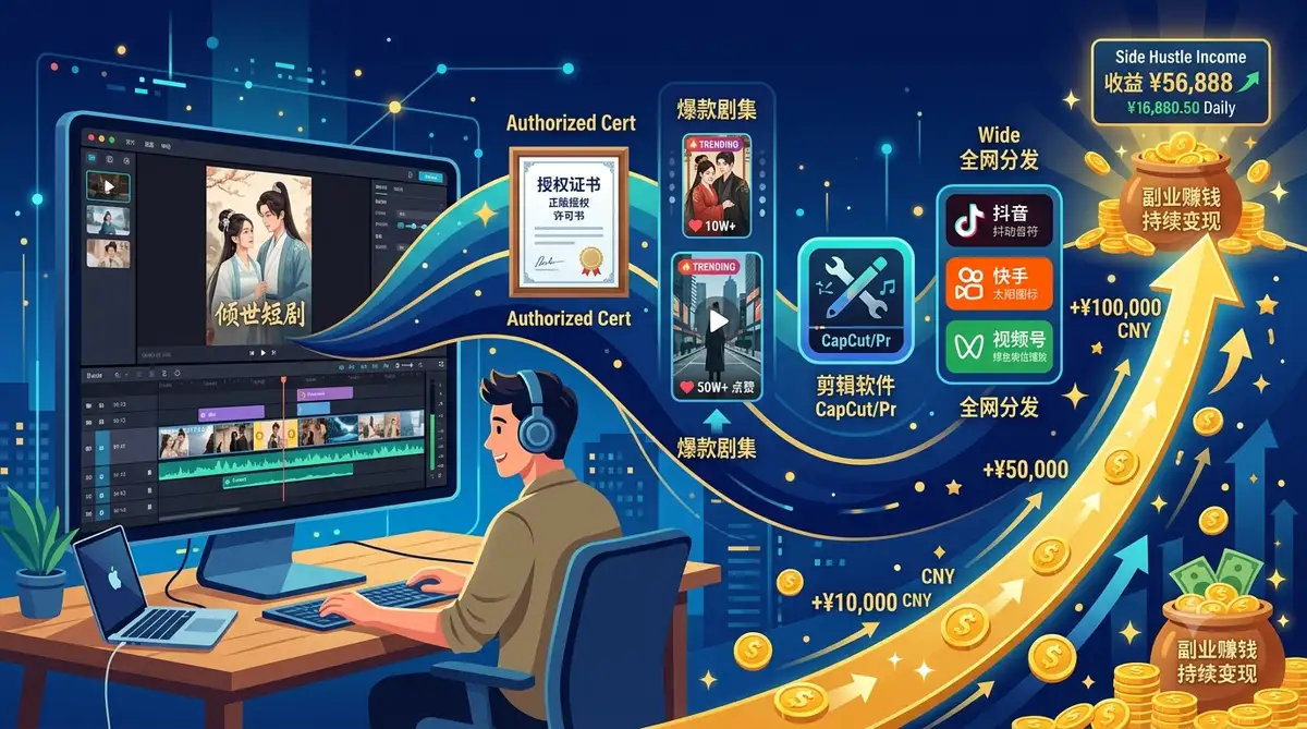 短剧达人变现训练营，短剧分销从授权到佣金全流程教学 (封面图)