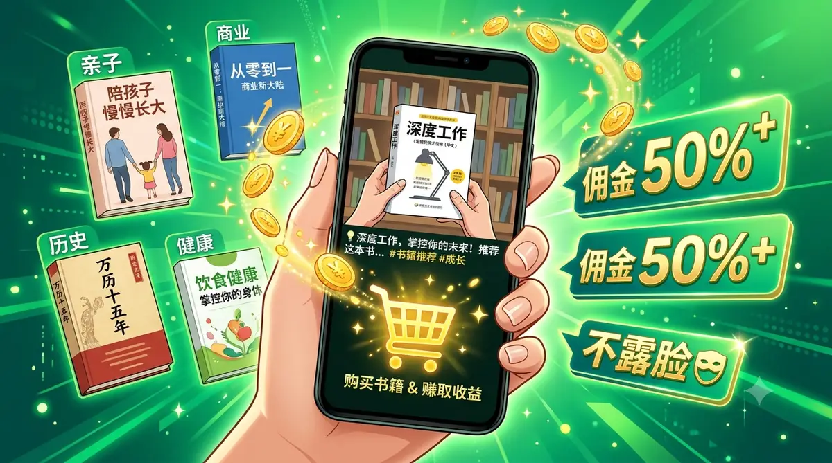 视频号 AI 图书带货 21 天实战，不露脸做视频挂小黄车赚佣金 (封面图)