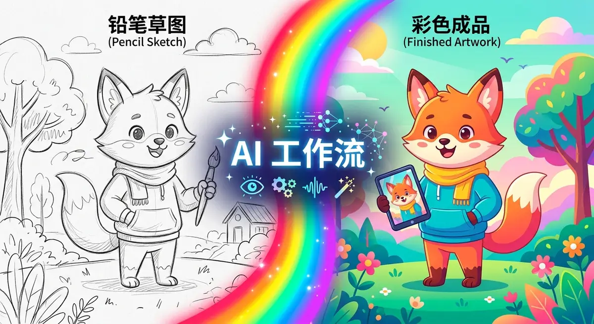 图形设计法 AI 设计实战课，AI 工作流创作插画 IP 建筑游戏视觉 (草图到插画)