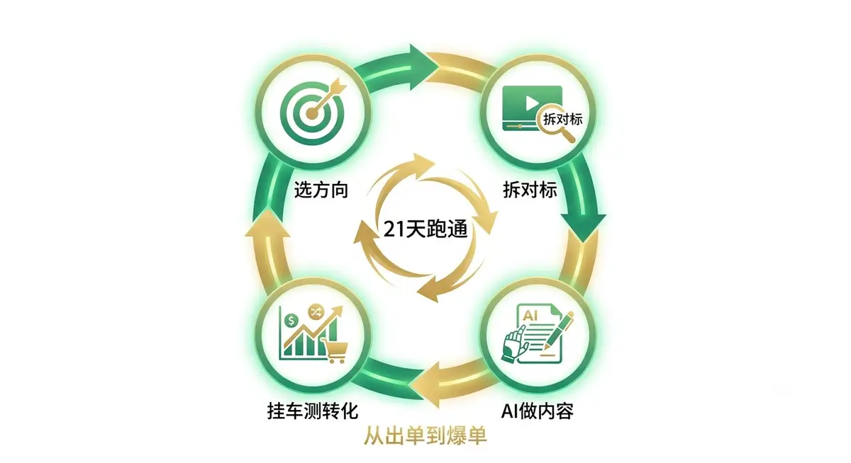 视频号 AI 图书带货 21 天实战，不露脸做视频挂小黄车赚佣金 (四步闭环)