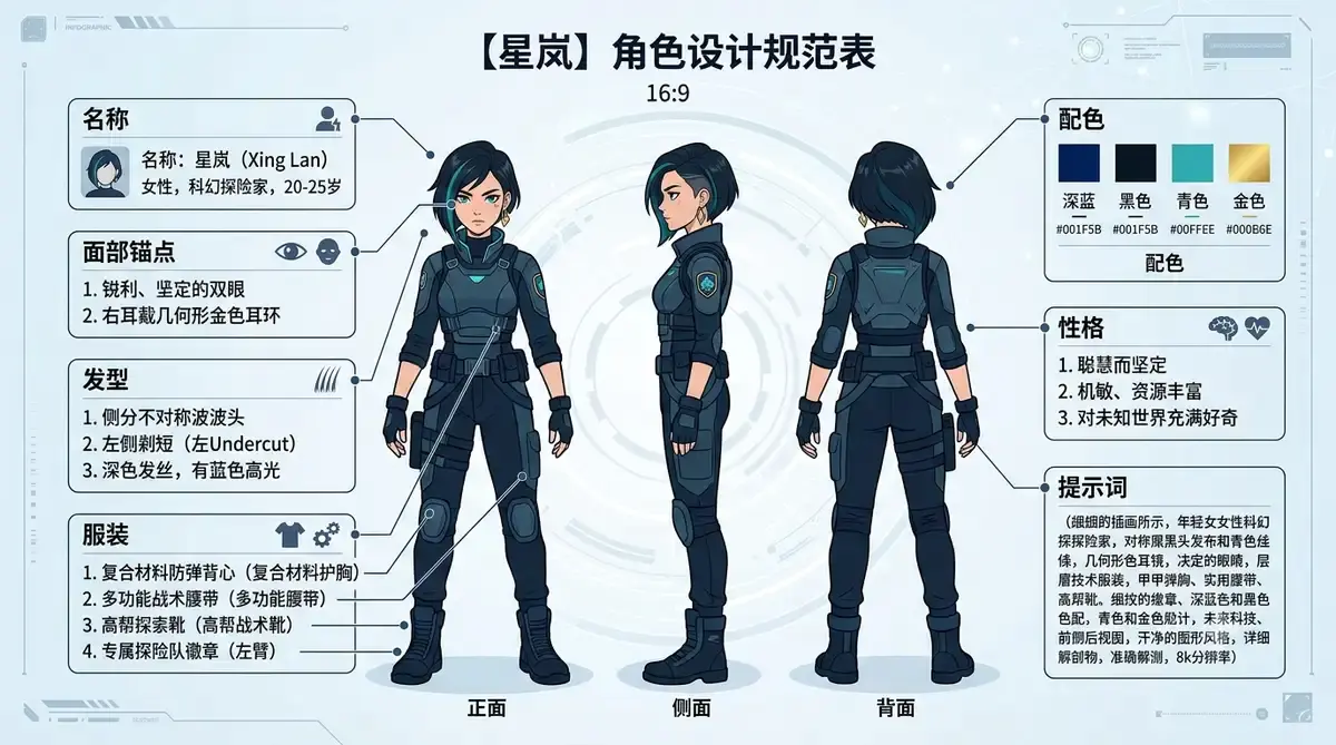 AI 漫剧人物资产库搭建:提示词根治换脸插图(2) 图2:古代言情四类高频角色画廊(建议替换为文末"配图提示词 4"专图)