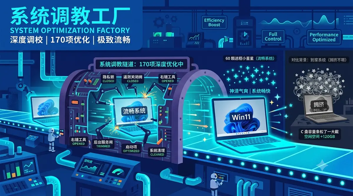 不忘初心 Windows 11 25H2 深度精简版：170 项系统优化调教与 1.68G 纯净镜像详解