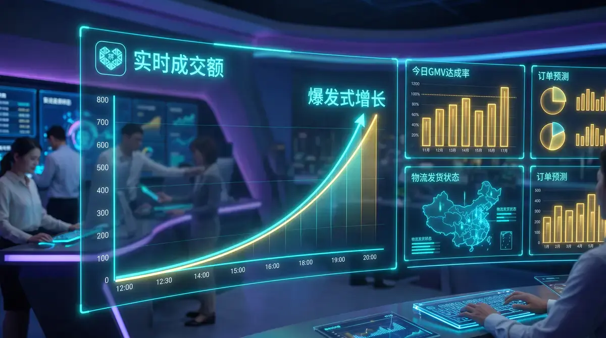 图片1:2026拼多多电商实战运营全景图,数据仪表盘与爆发增长曲线的三维插画