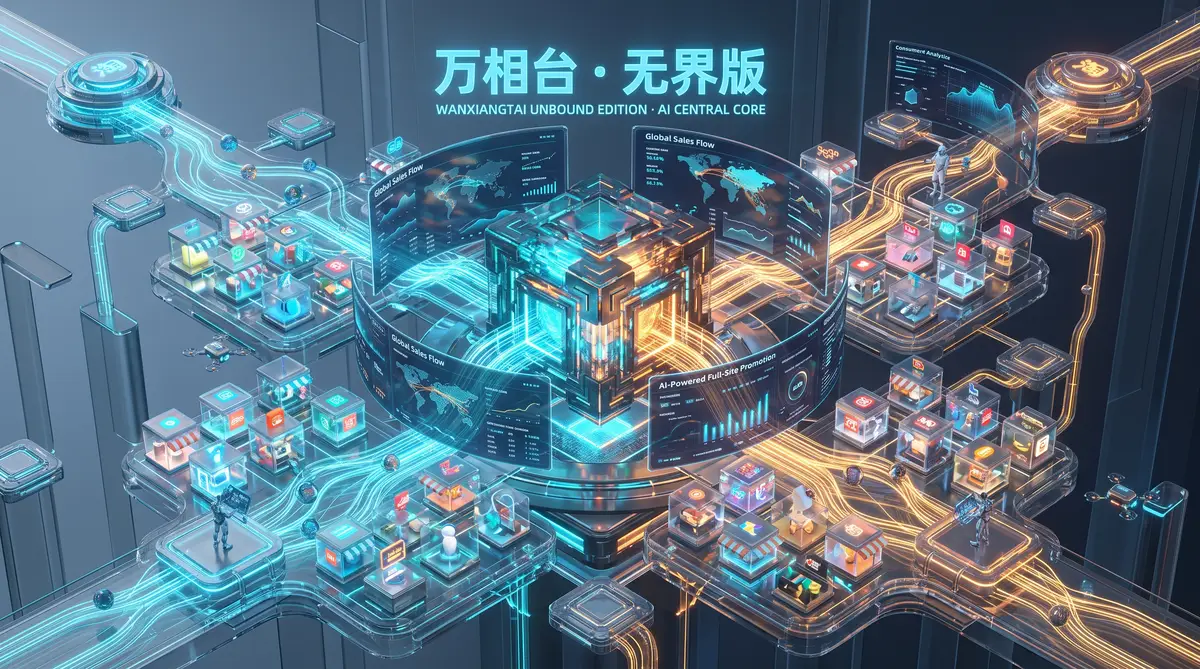 图片1：2026年淘宝电商全域流量推广面板与AI万相台无界数据矩阵三维概念图
