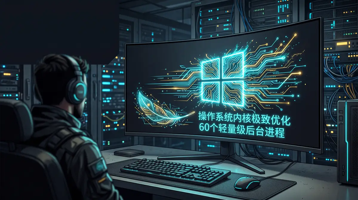 不忘初心 Windows 11 25H2 纯净精简版无更新系统科幻极简桌面概念图