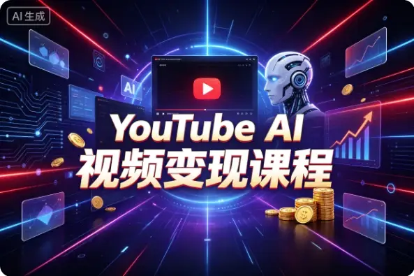 YouTube AI 视频出海变现工作台与全球流媒体数据大屏概念图