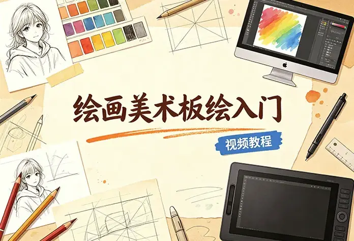 板绘入门课——数位笔在屏幕上把一个正方体线稿画成完整色彩风景的概念图