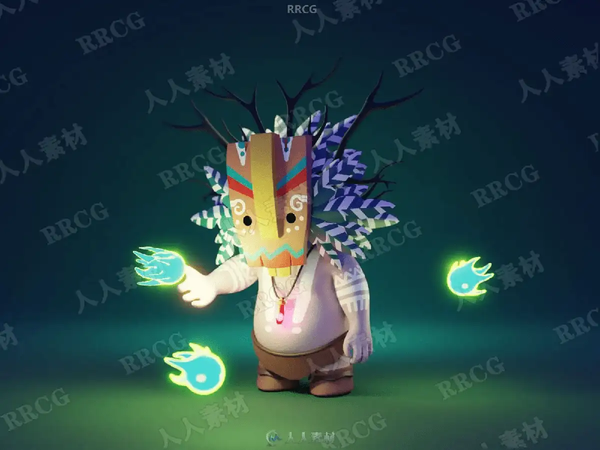 设计师在双屏电脑前使用Blender软件进行3D卡通风格人物与场景的高精度渲染与建模1