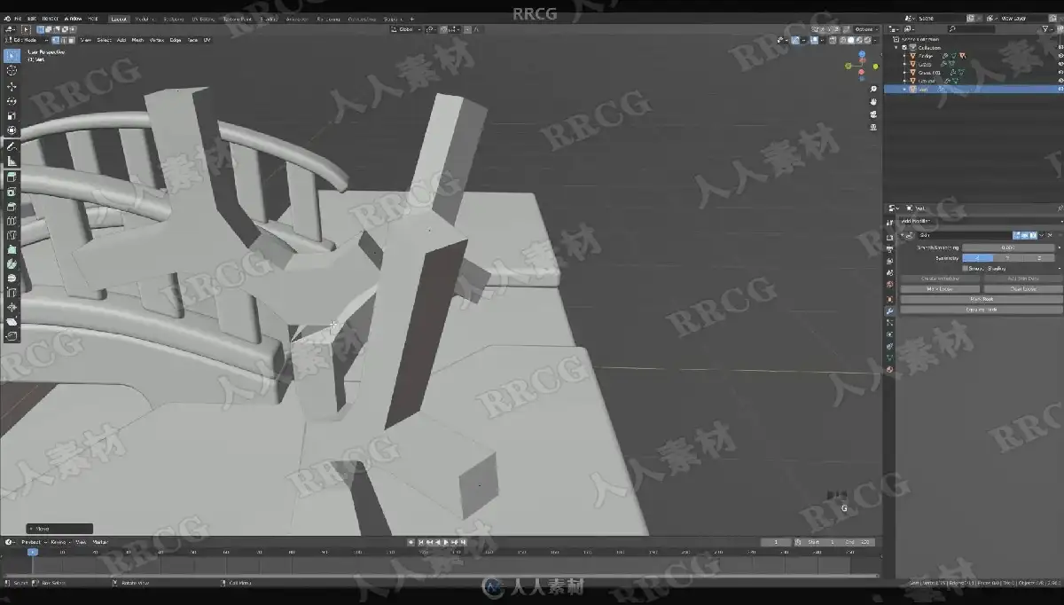 设计师在双屏电脑前使用Blender软件进行3D卡通风格人物与场景的高精度渲染与建模5