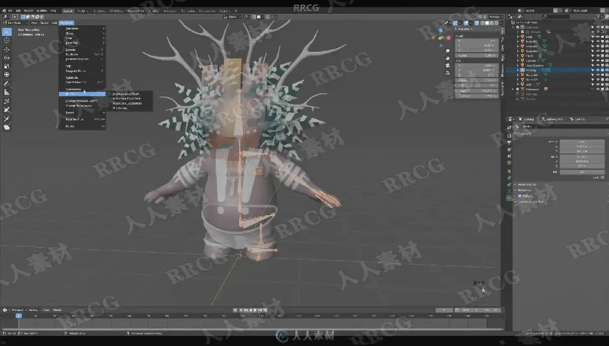 设计师在双屏电脑前使用Blender软件进行3D卡通风格人物与场景的高精度渲染与建模12