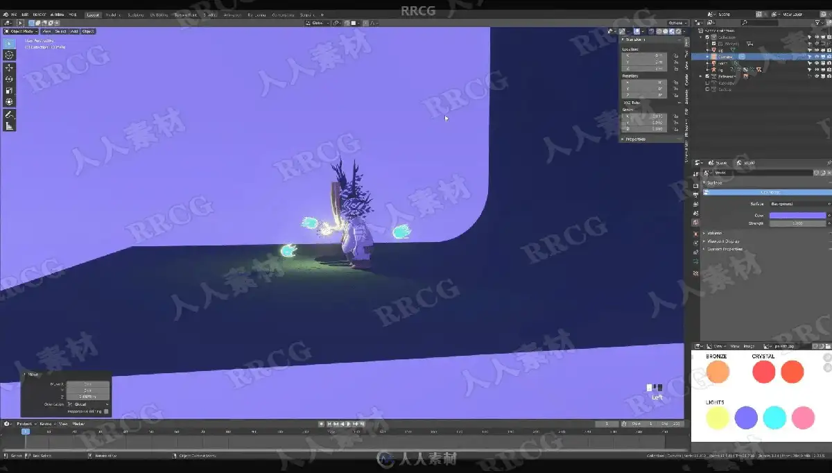 设计师在双屏电脑前使用Blender软件进行3D卡通风格人物与场景的高精度渲染与建模13