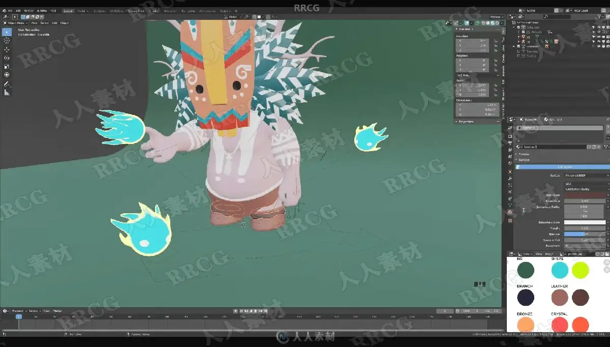 设计师在双屏电脑前使用Blender软件进行3D卡通风格人物与场景的高精度渲染与建模15