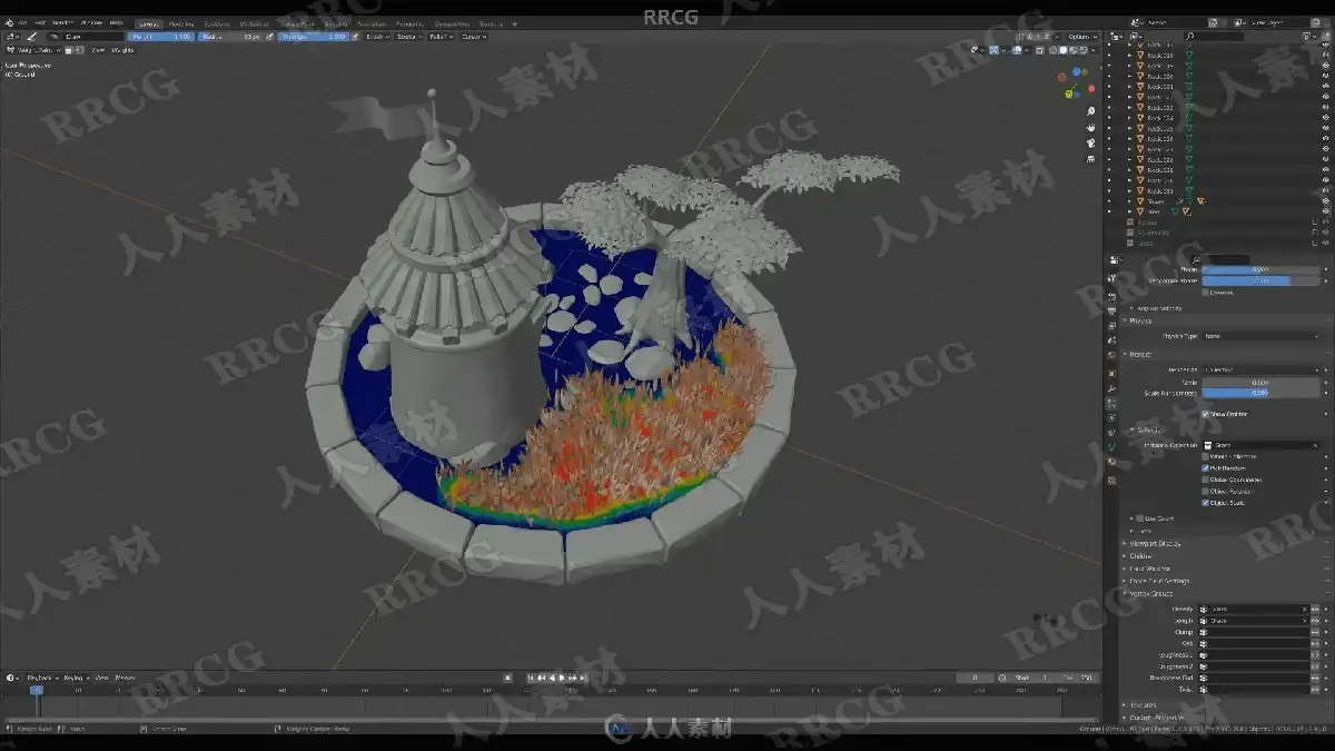 设计师在双屏电脑前使用Blender软件进行3D卡通风格人物与场景的高精度渲染与建模21