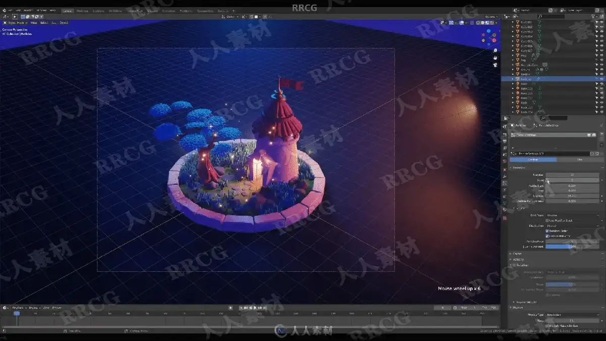 设计师在双屏电脑前使用Blender软件进行3D卡通风格人物与场景的高精度渲染与建模26