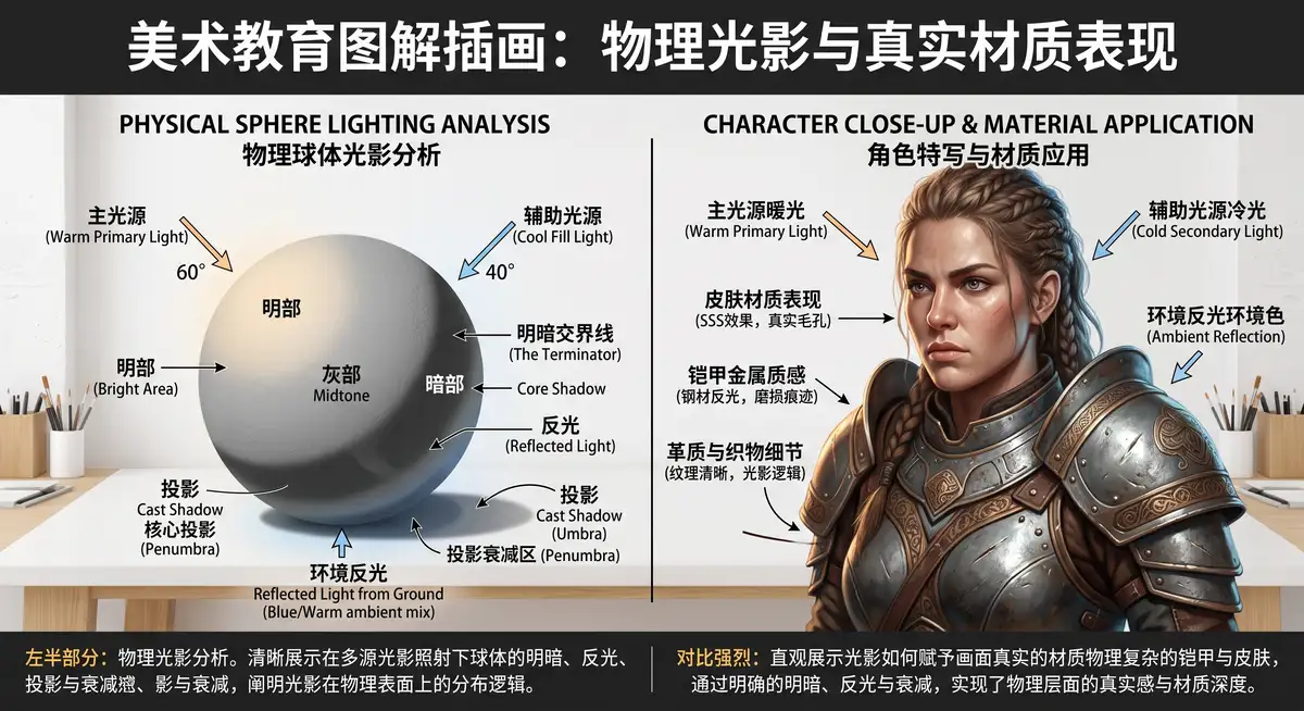 高阶材质表现与质感对比（Texture & Material Rendering）