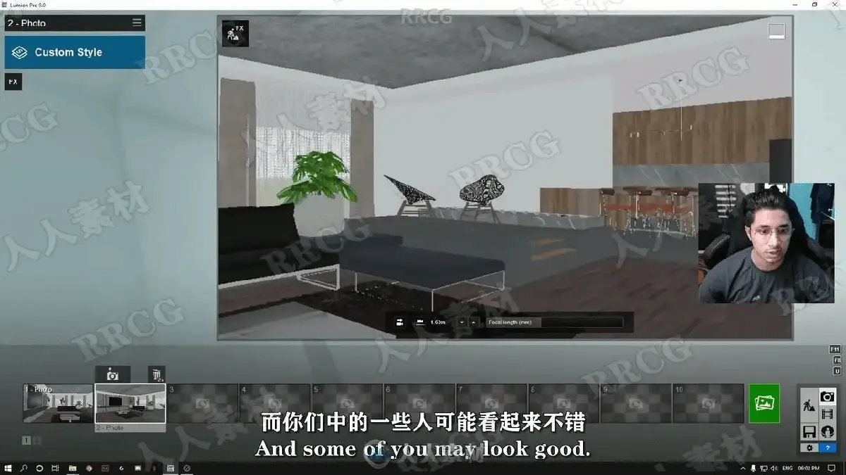 室内设计师在电脑前使用Lumion软件调试室内场景的光影与材质，屏幕上显示着极其逼真的照片级室内渲染效果图7