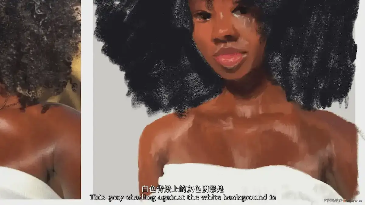 插画师在iPad Pro上使用Apple Pencil和Procreate软件绘制一幅极具古典油画质感的女性人像插画7