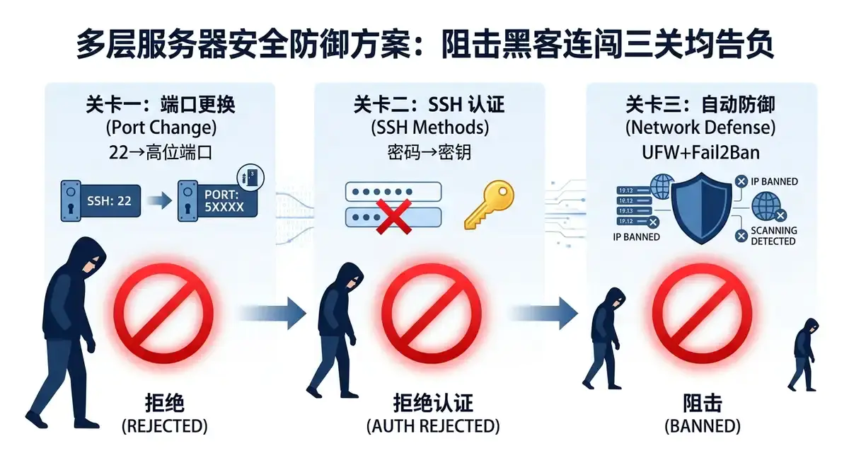Hermes Agent安全教程:服务器防护3项必做+自动备份插图(1) - 拾光网 - 一站式设计资源网 Hermes Agent 服务器安全防护 3 项必做教程,SSH 加固与 GitHub 自动备份 (三项防护流程)