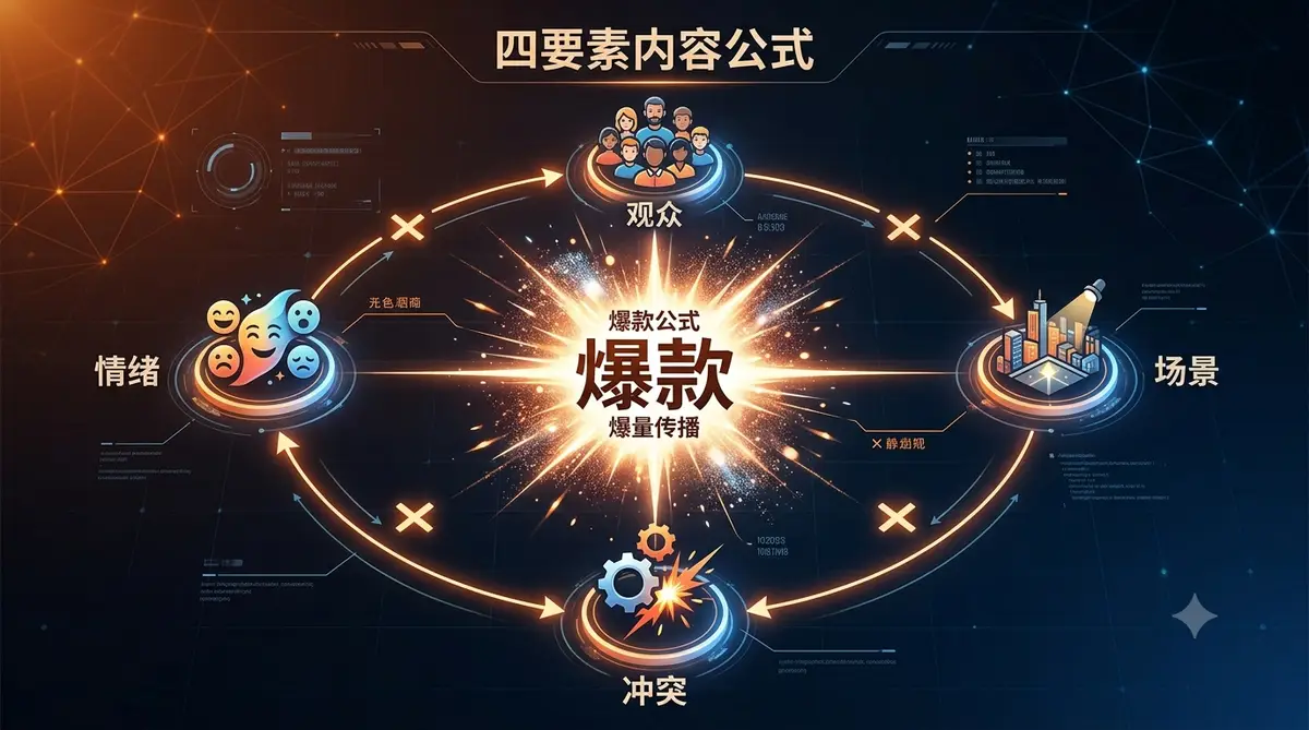 短视频起号全流程封面图，深色背景配发光手机竖屏与数据增长曲线2
