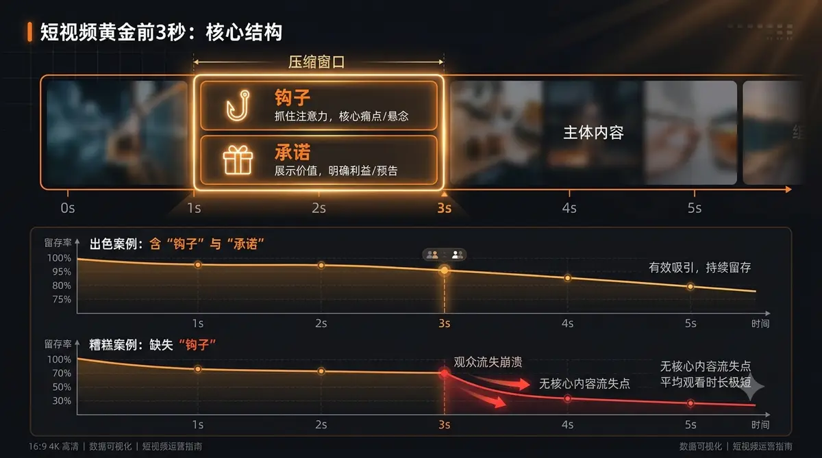 短视频起号全流程封面图，深色背景配发光手机竖屏与数据增长曲线4