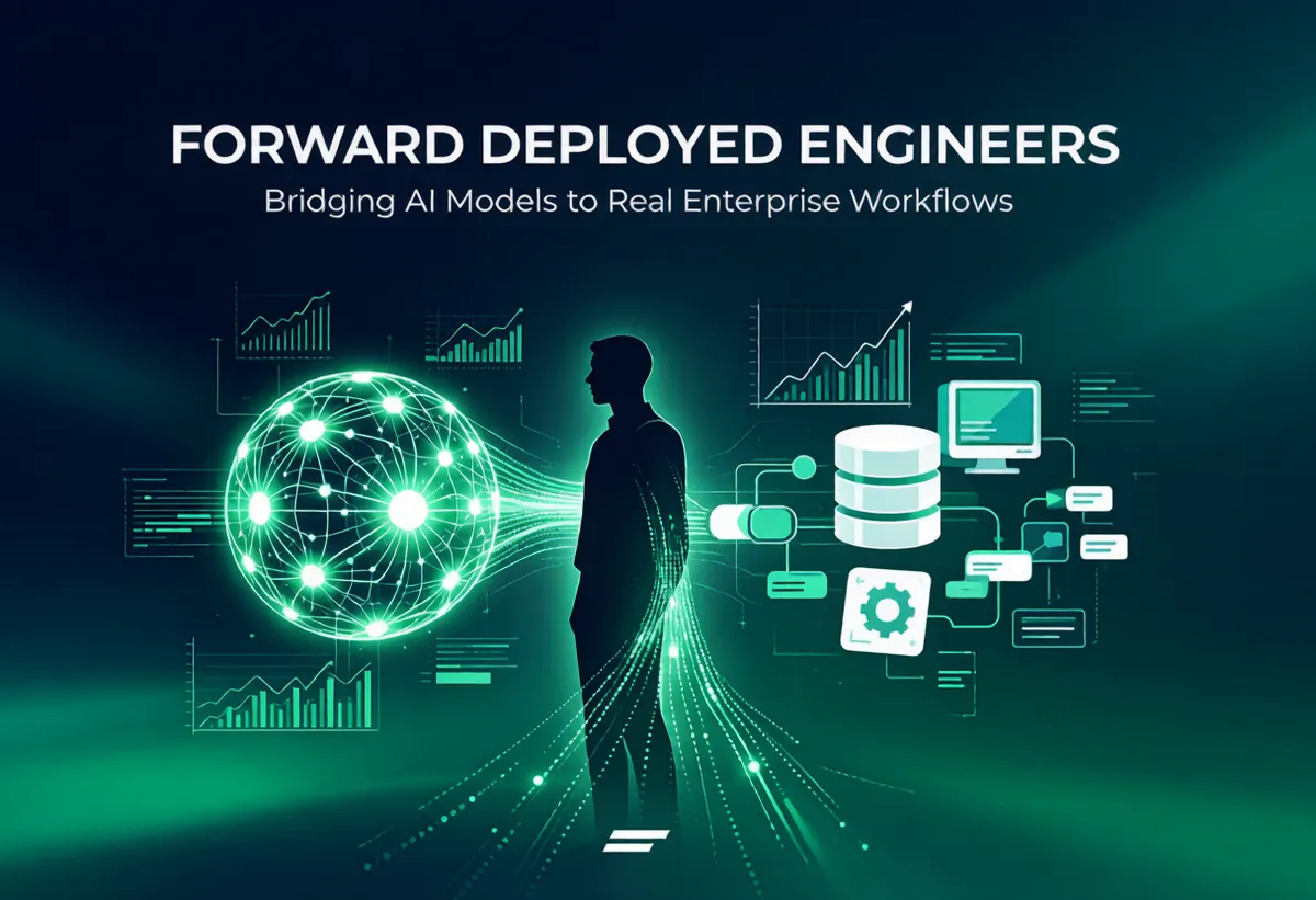 FDE 前向部署工程师将 AI 模型落地到企业工作流的示意图 (封面图)