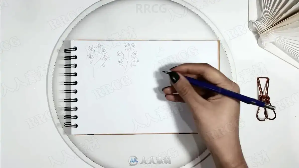印花插画设计师在宽大的数位屏前运行Adobe Illustrator软件，正利用“图案选项”功能，将一幅精美的手绘植物花卉转化为色彩高级的无缝拼接矢量印花8