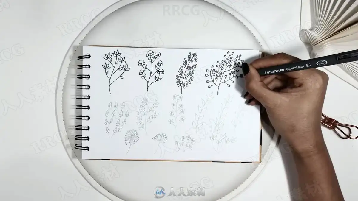 印花插画设计师在宽大的数位屏前运行Adobe Illustrator软件，正利用“图案选项”功能，将一幅精美的手绘植物花卉转化为色彩高级的无缝拼接矢量印花7