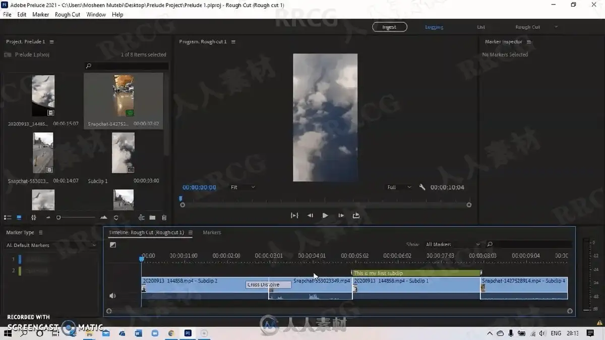 剪辑师在双屏工作站前运行Adobe Prelude与Premiere Pro，正将整理好的粗剪视频素材通过无缝协同工作流转移至PR时间线9