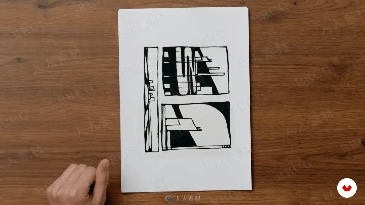 数字插画师在宽大的数位屏前运行Photoshop软件，正使用极其流畅且大胆的单色线条，为一位极具夸张动感的街头风格原创人物勾勒线稿12