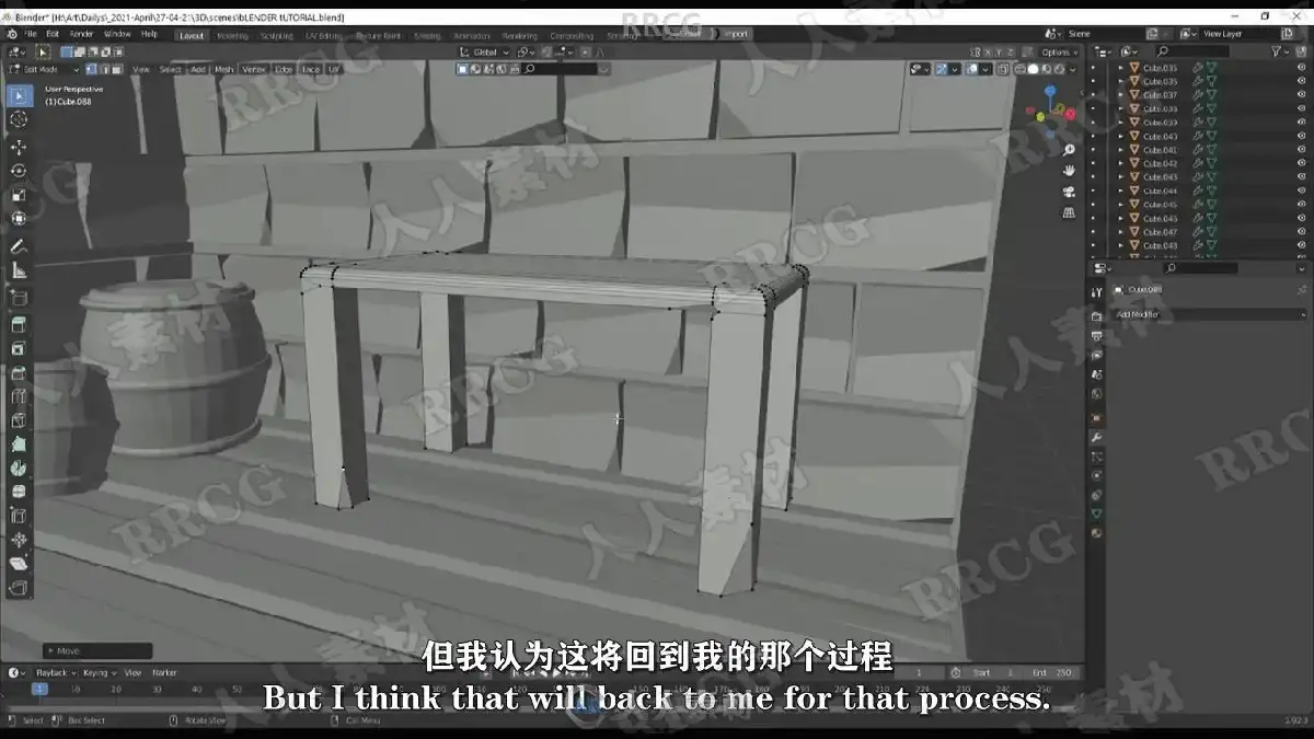3D数字艺术家在宽大的显示器前运行Blender软件，屏幕上正实时渲染着一个极具精美质感与温馨光影的等距视角小型游戏微场景6