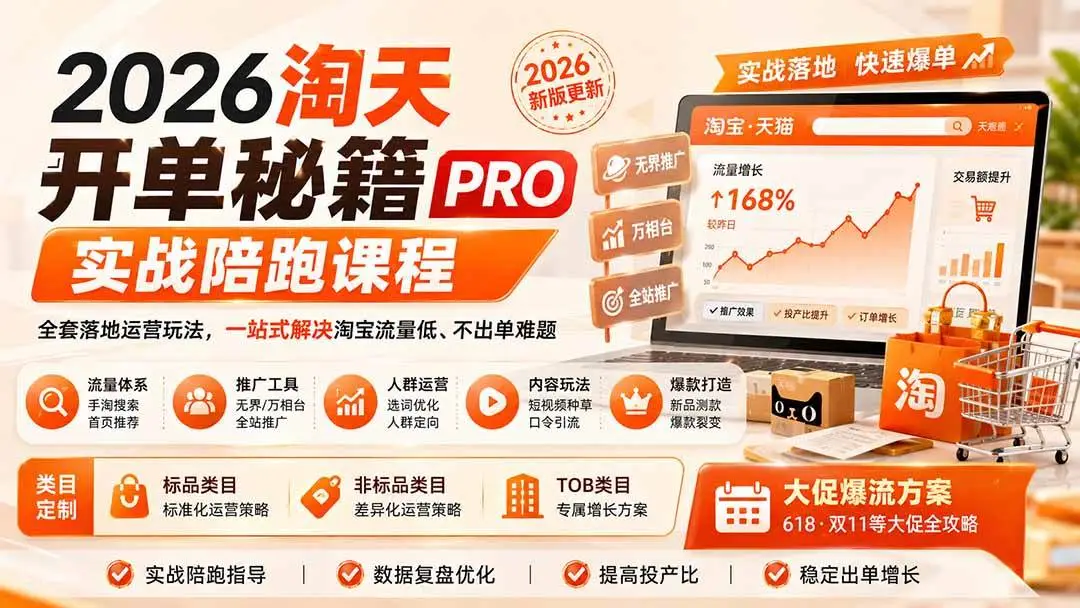 2026版淘天开单秘籍PRO(8月更新)：全站推广与万相台爆单实战SOP1
