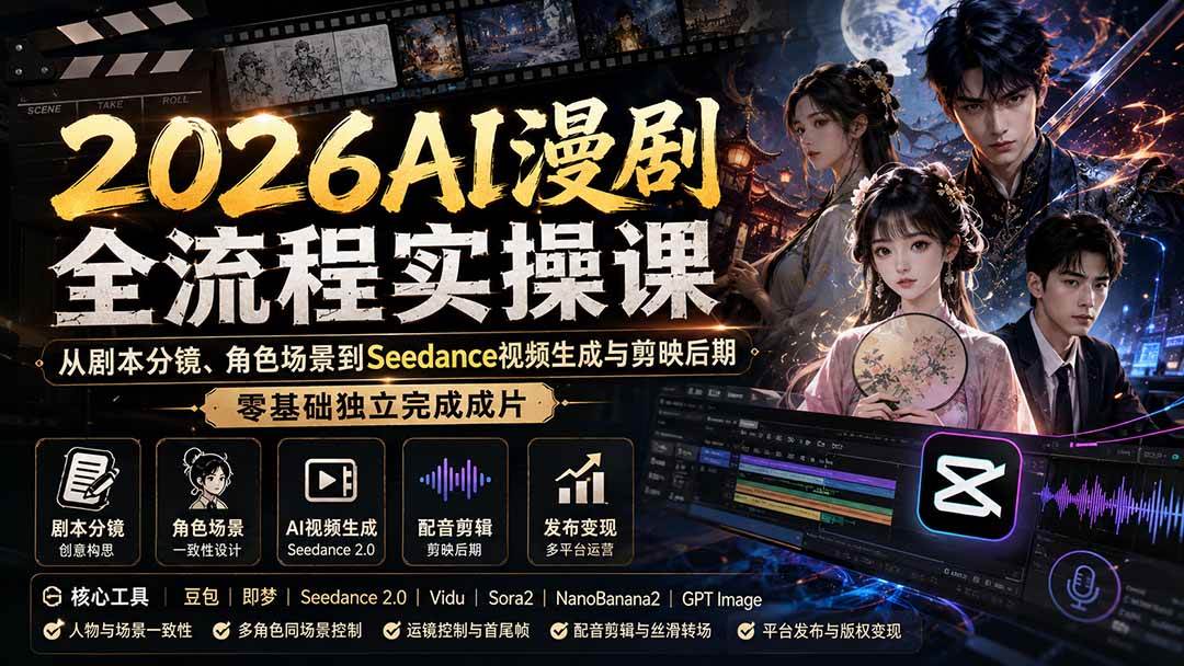 2026版AI漫剧全流程实操课：Seedance2.0生视频与角色一致性全解1
