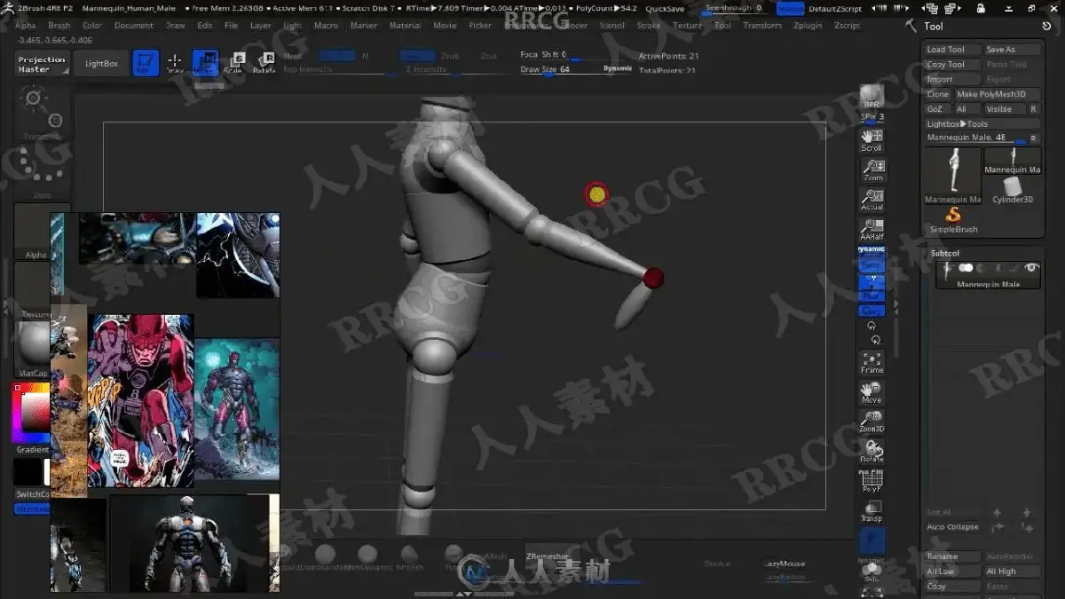 资深3D数字雕刻师在极具赛博朋克氛围的专业工作室里，正使用Wacom Cintiq数位屏与触控笔在ZBrush中精细雕刻漫威X战警与哨兵机器人的史诗级战斗场景模型，画面极具硬核工业质感6