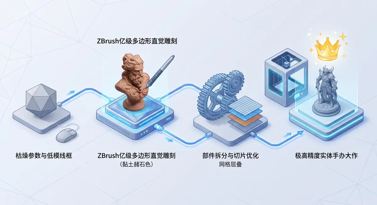 资深3D数字雕刻师在极具赛博朋克氛围的专业工作室里，正使用Wacom Cintiq数位屏与触控笔在ZBrush中精细雕刻漫威X战警与哨兵机器人的史诗级战斗场景模型，画面极具硬核工业质感 (2)