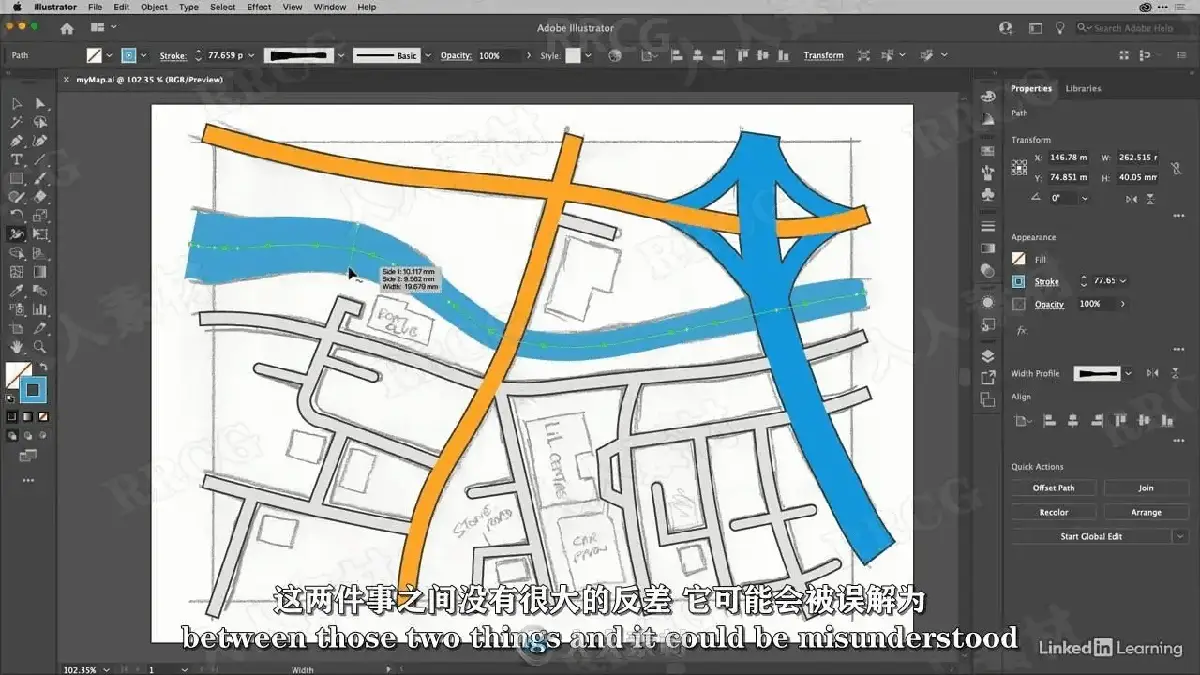 资深视觉设计师在光线明亮的工作室内，面对超高清专业绘图显示器，正熟练使用Adobe Illustrator的钢笔工具与高级蒙版功能，精细勾勒一张极具扁平化现代设计感的城市商业导览地图10