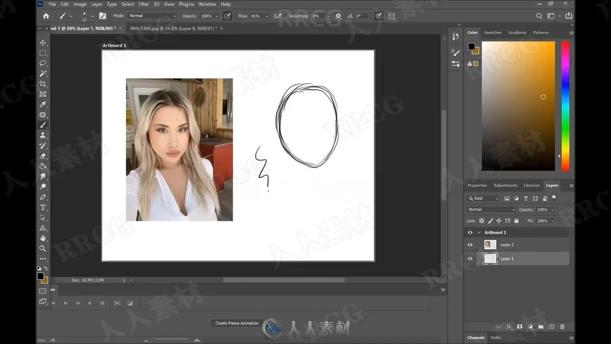 独立插画师在光线明亮的工作室内，正使用Wacom数位屏在Photoshop中对着左侧的真人参考照片，精细勾勒一张结构严谨的女性面部线稿7