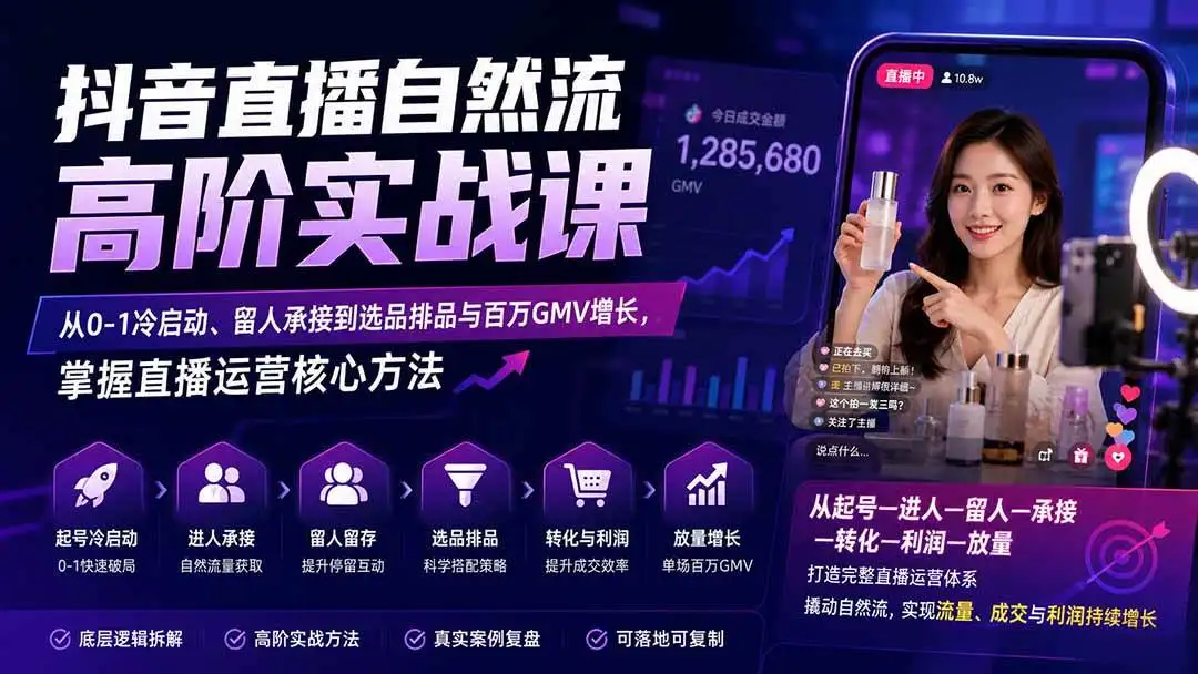 2026版抖音直播高阶实战课：撬动自然流与百万GMV操盘全解
