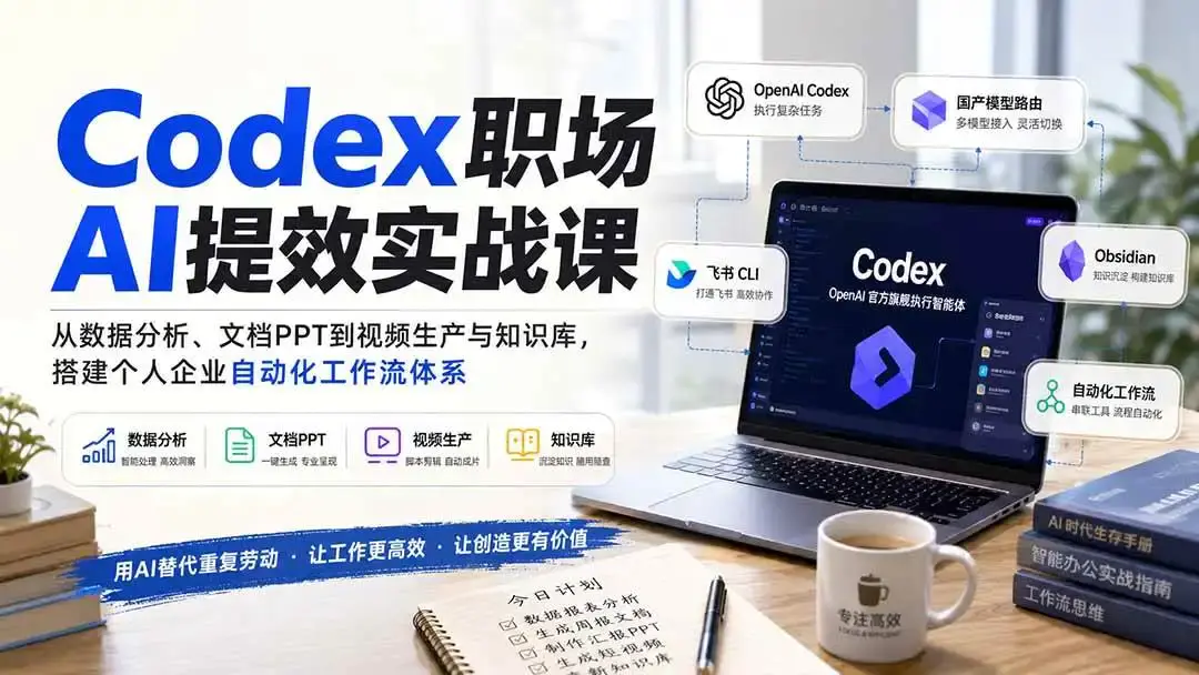 2026版Codex职场AI提效实战课:零代码搭建全域自动化工作流