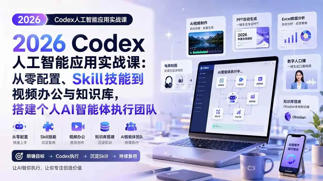 2026版Codex人工智能应用实战课：零代码搭建个人AI智能体执行团队