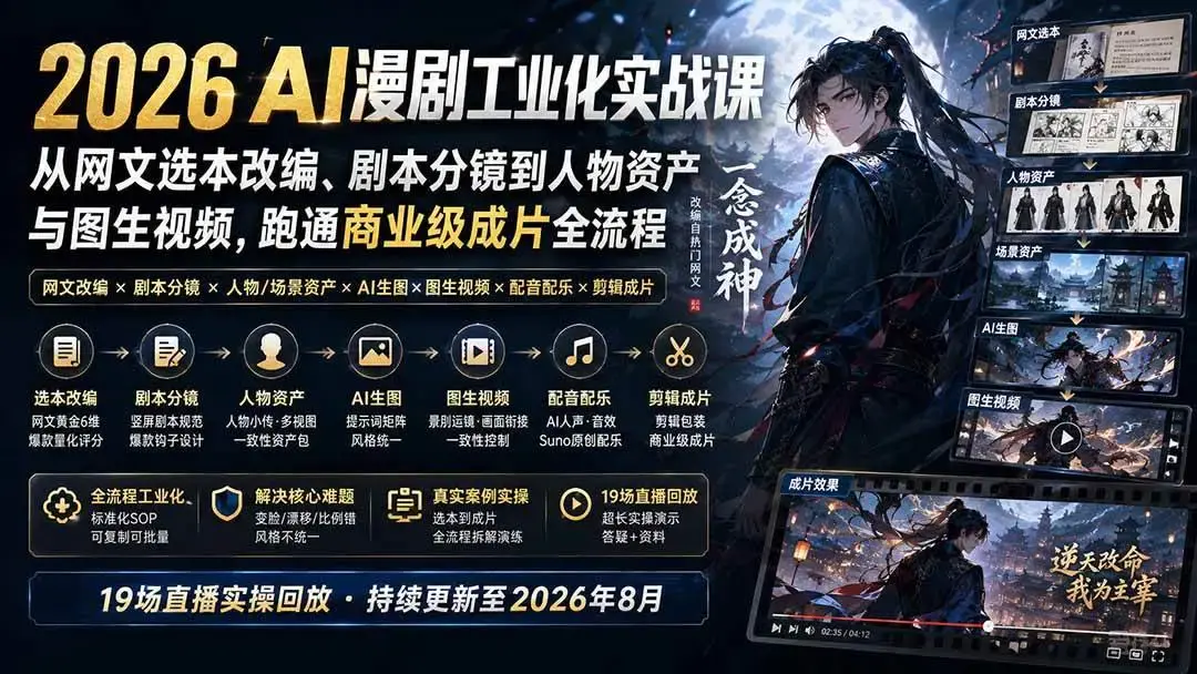 2026版AI漫剧工业化实战课:人物资产锁定与图生视频全流程