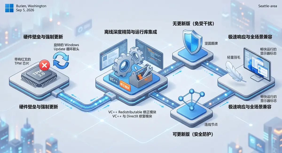 2026版【不忘初心】Windows11 LTSC2024 精简纯净版:集成运行库与DirectX修复双版本装机神盘 (3)