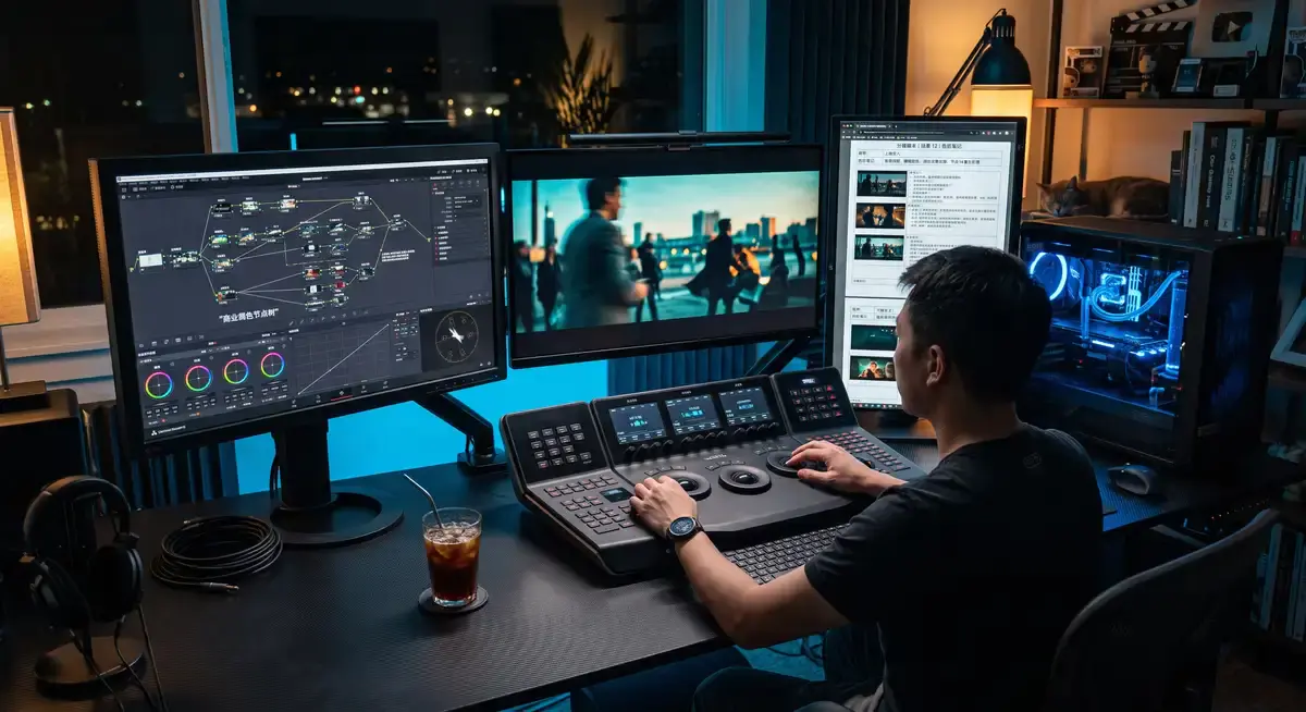 全面获取2026年最新DaVinci Resolve 18.6剪辑调色实战大课!本课程专为影视后期与短视频创作者打造。深度剖析并行节点混合器、色彩连续性管理及HDR色轮的底层逻辑。手把手教你解决多机位快编、自动美颜、外部蒙版合成及高分辨率素材代理套底等工业级痛点。附赠185款黑金赛博朋克等绝版LUT预设与实战工程文件,助你零基础跃升为拥有好莱坞级调色能力的调色师。
