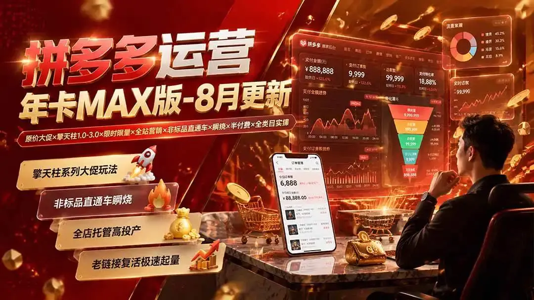 2026版拼多多运营年卡MAX版:擎天柱3.0大促与非标品直通车瞬烧玩法 (1)