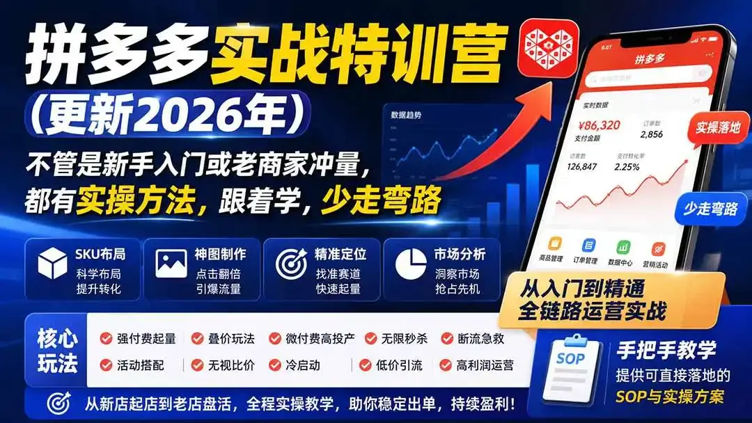 2026版纪主任拼多多实战特训营:微付费强推与防比价起量绝杀