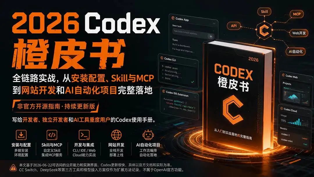 2026版Codex橙皮书：从安装配置到AI自动化全链路项目落地实战