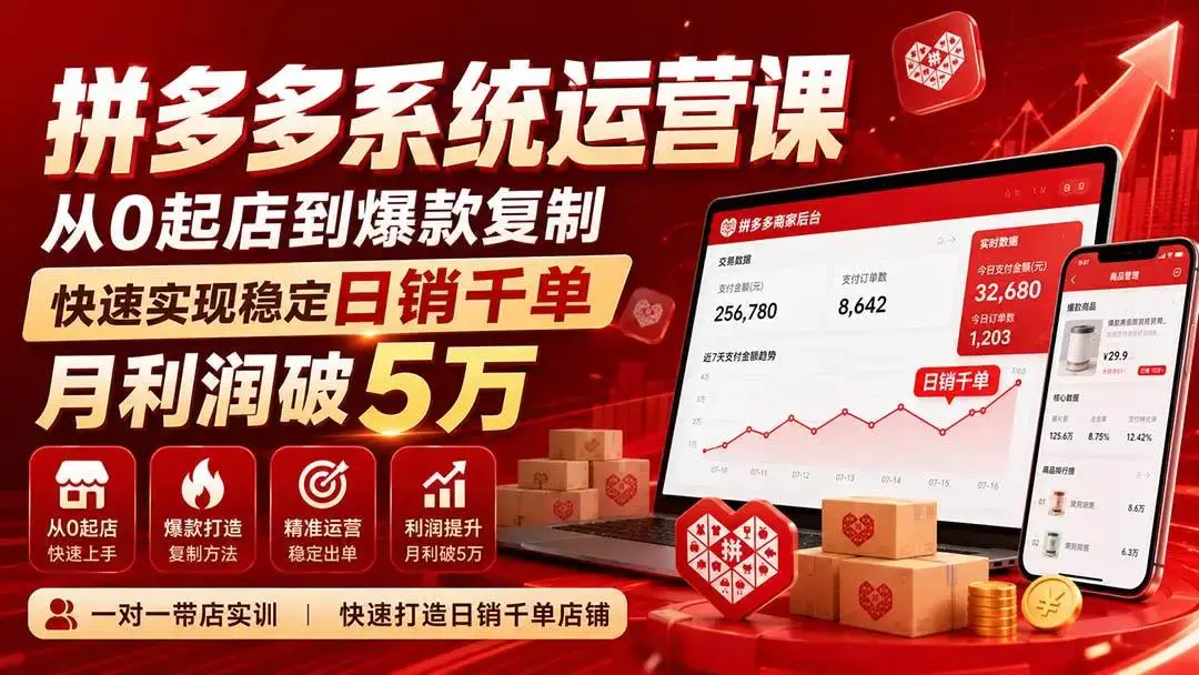 2026版拼多多全站推广与微付费起店:突破比价与日销千单实战