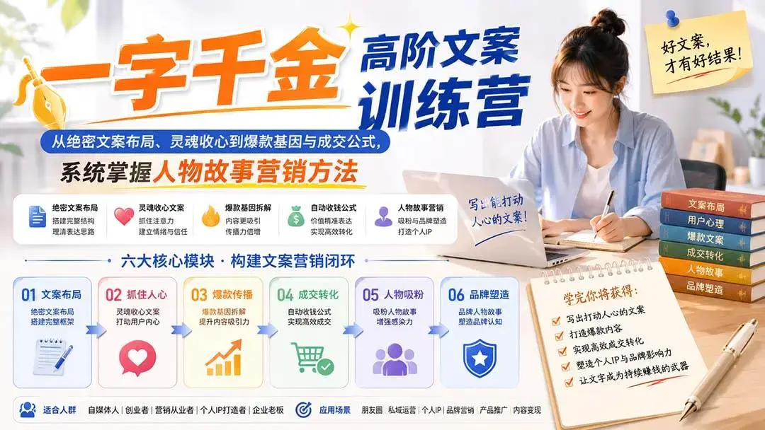 2026版一字千金高阶文案训练营:破解灵魂收心与自动收钱公式