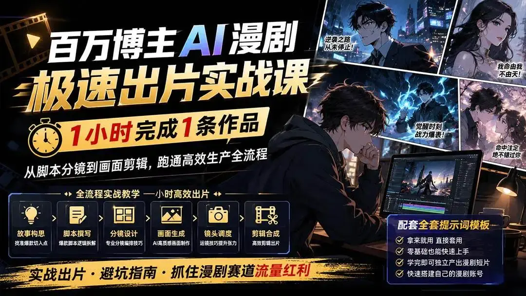 2026版百万博主AI漫剧实战:四大智能体自动化与1小时极速出片